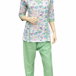 Uniform Set – Floral Print White and Green -FZ114