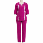 Uniform Set Modern Magenta Color V-Neck with Contrast Piping FZ-157