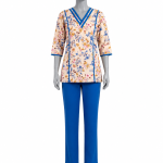 Uniform Cotton Set Women’s Floral Printed V-Neck Tunic & Pant FZ-164