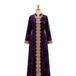Royal Velvet Embroidered Maxi Dress Deep Purple FZ-197