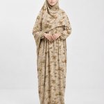 Golden Bloom One-Piece Prayer Dress (Khimar with Attached Abaya)