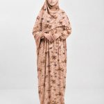 Floral Print One-Piece Prayer Dress with Attached Hijab