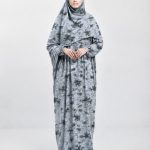 Silver Bloom One-Piece Prayer Dress (Khimar with Attached Abaya)